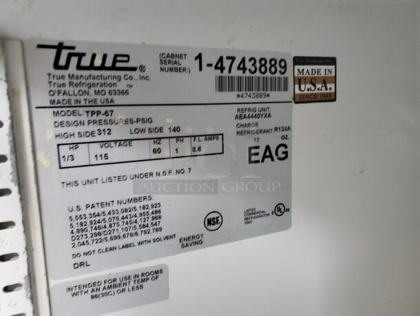 TRUE TPP-67 2 Door Sandwich Table Tested & Working! Very nice condition! 67X33X36 - Image 5 of 5