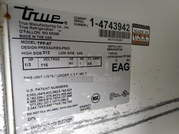 TRUE TPP-67 2 Door Sandwich Table Tested & Working! Very nice condition! 67X33X36 - Image 4 of 5