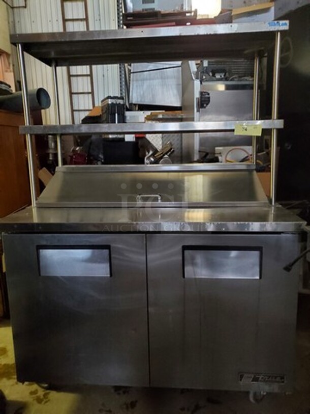TRUE 2 Door Sandwich Table W/ Overhead Shelf  48X30X36 - Image 1 of 8