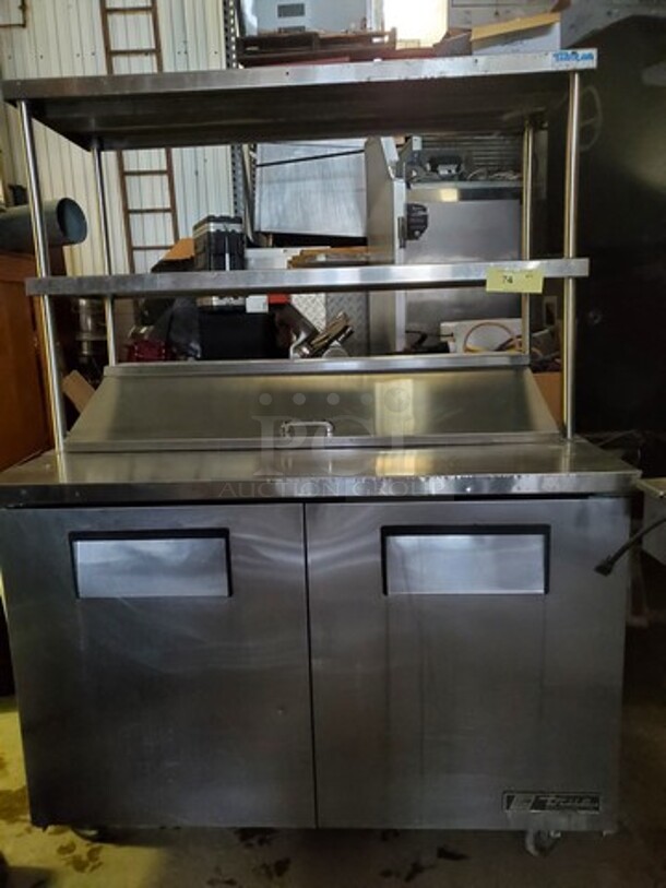 TRUE 2 Door Sandwich Table W/ Overhead Shelf  48X30X36 - Image 2 of 8