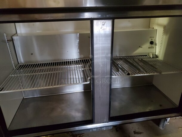 TRUE 2 Door Sandwich Table W/ Overhead Shelf  48X30X36 - Image 3 of 8