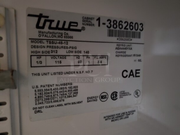 TRUE 2 Door Sandwich Table W/ Overhead Shelf  48X30X36 - Image 8 of 8