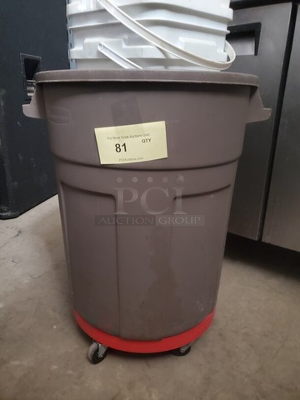 Rubbermaid trash can W/ Dolly (content not included)