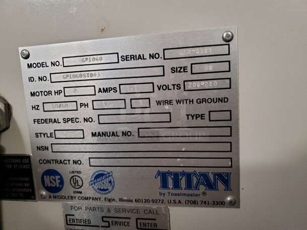 Titan GP1060 60Qt Mixer With 3 Attachments!  - Image 9 of 12