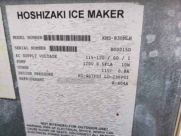 Hoshizaki KMS-830MLH Ice maker and condenser ALL ONE MONEY! 115-120Volts - Image 2 of 5