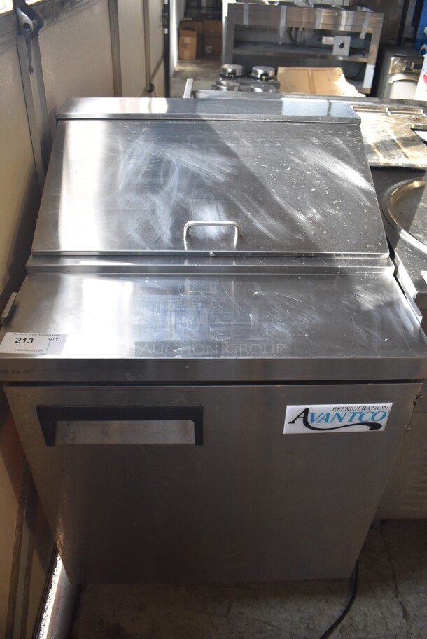 Avantco 178APT27HC Stainless Steel Commercial Sandwich Salad Prep Table Bain Marie Mega Top on Commercial Casters. 115 Volts, 1 Phase. 27.5x30x43. Tested and Working! - Image 1 of 7