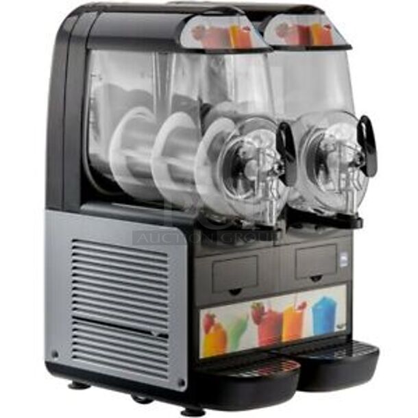 BRAND NEW IN BOX! Vollrath VCBF128-37 Commercial Countertop Double Hopper Slushie Machine. Hopper Has 2.6 Gallon Capacity. 115 Volts, 1 Phase. Tested and Working! - Image 1 of 2
