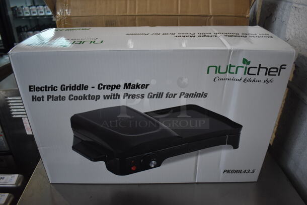 BRAND NEW IN BOX! Nutrichef PKGRIL43.5 Metal Countertop Electric Crepe Maker w/ Press Grill. 120 Volts, 1 Phase. 21x13x15 - Image 2 of 8