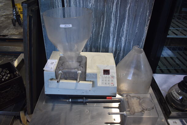 Edhard Model MK Metal Commercial Countertop Pastry Donut Filler w/ 2 Hopper. 120 Volts, 1 Phase. 16x9x18. Cannot Test Due To Missing Power Cord - Image 1 of 7