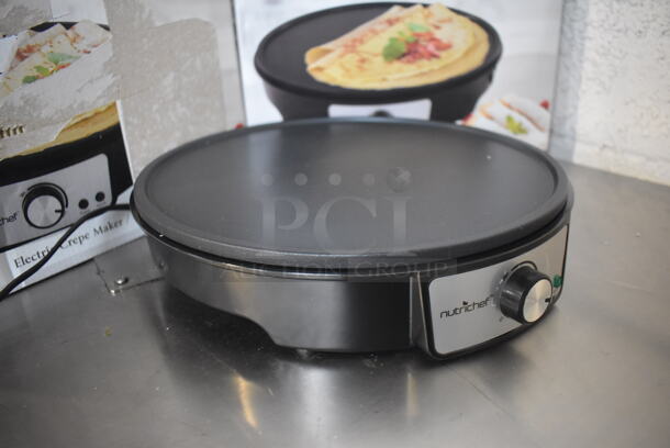 2 BRAND NEW IN BOX! Nutrichef PCRM12 Metal Countertop Electric Crepe Maker. 120 Volts, 1 Phase. 12x12x3. 2 Times Your Bid! - Image 2 of 6