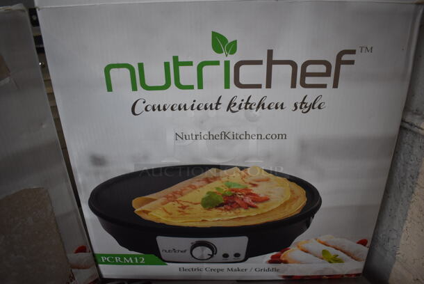 2 BRAND NEW IN BOX! Nutrichef PCRM12 Metal Countertop Electric Crepe Maker. 120 Volts, 1 Phase. 12x12x3. 2 Times Your Bid! - Image 5 of 6