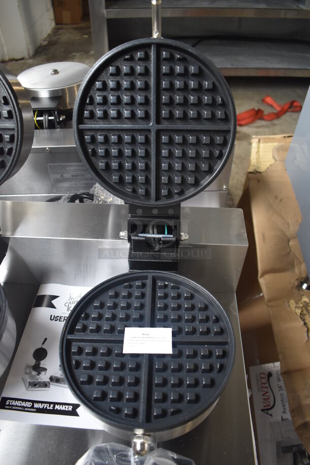 BRAND NEW IN BOX! Carnival King 382WSM22 Stainless Steel Commercial Countertop Non-Stick Double Waffle Maker with Timers. 120 Volts, 1 Phase. 20x16x11. Tested and Working! - Image 5 of 9