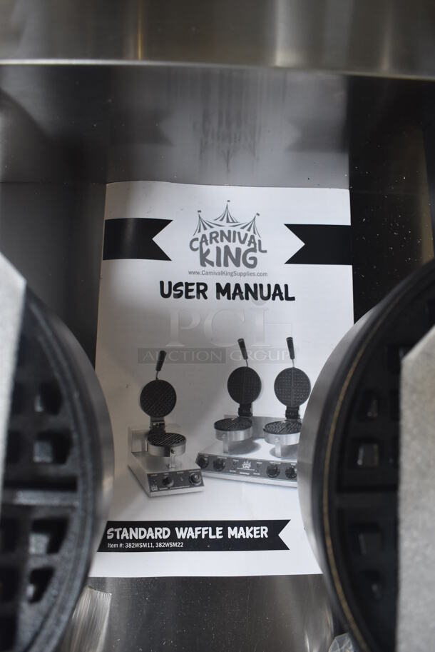 BRAND NEW IN BOX! Carnival King 382WSM22 Stainless Steel Commercial Countertop Non-Stick Double Waffle Maker with Timers. 120 Volts, 1 Phase. 20x16x11. Tested and Working! - Image 7 of 9