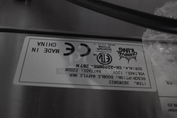 BRAND NEW IN BOX! Carnival King 382WSM22 Stainless Steel Commercial Countertop Non-Stick Double Waffle Maker with Timers. 120 Volts, 1 Phase. 20x16x11. Tested and Working! - Image 8 of 9