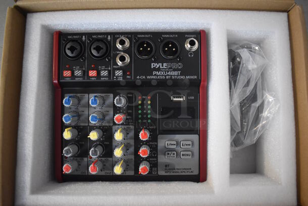 BRAND NEW IN BOX! Pyle Pro PMXU48BT 4 Channel Wireless BT Studio Mixer. 6.5x6.5x3 - Image 1 of 6