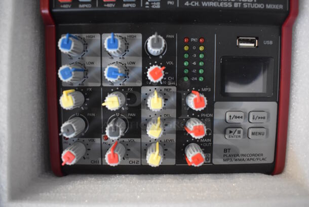 BRAND NEW IN BOX! Pyle Pro PMXU48BT 4 Channel Wireless BT Studio Mixer. 6.5x6.5x3 - Image 3 of 6