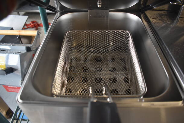 BRAND NEW! Galaxy 177EF20E Stainless Steel Commercial Countertop Electric Powered 2 Bay Fryer w/ 2 Metal Fry Baskets and 2 Lids. 110 Volts, 1 Phase. 22x17x12. Tested and Working! - Image 4 of 6