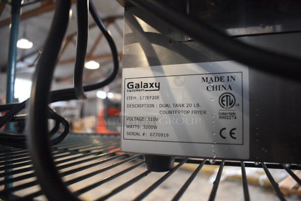 BRAND NEW! Galaxy 177EF20E Stainless Steel Commercial Countertop Electric Powered 2 Bay Fryer w/ 2 Metal Fry Baskets and 2 Lids. 110 Volts, 1 Phase. 22x17x12. Tested and Working! - Image 6 of 6