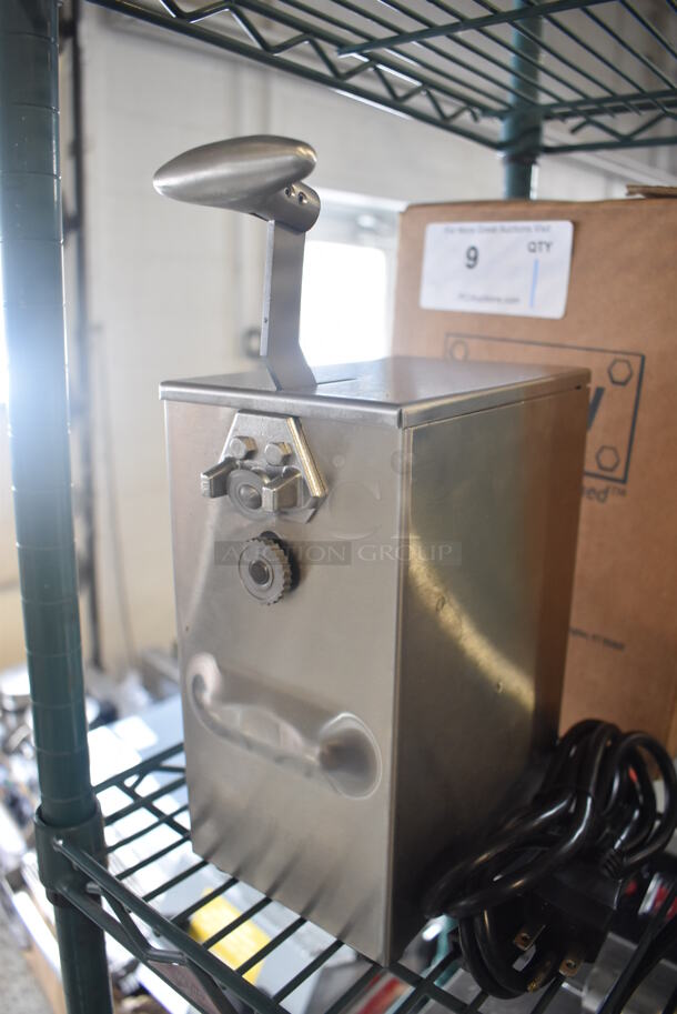 BRAND NEW IN BOX! Edlund 203 Stainless Steel Commercial Countertop Electric Powered Can Opener. 230 Volts, 1 Phase. 4.5x6.5x12. Tested and Working!