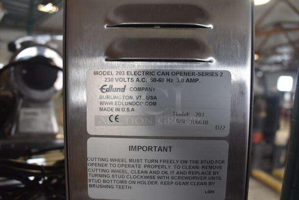 BRAND NEW IN BOX! Edlund 203 Stainless Steel Commercial Countertop Electric Powered Can Opener. 230 Volts, 1 Phase. 4.5x6.5x12. Tested and Working! - Image 6 of 7