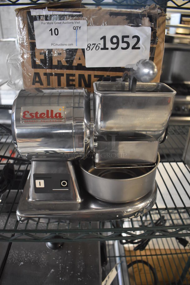 LIKE NEW! Estella 348CG12 Stainless Steel Commercial Countertop Electric Powered Hard Cheese Grater. Used a Few Times at Trade Show as a Demonstration. 120 Volts, 1 Phase. 12x7x12. Tested and Working! - Image 2 of 9