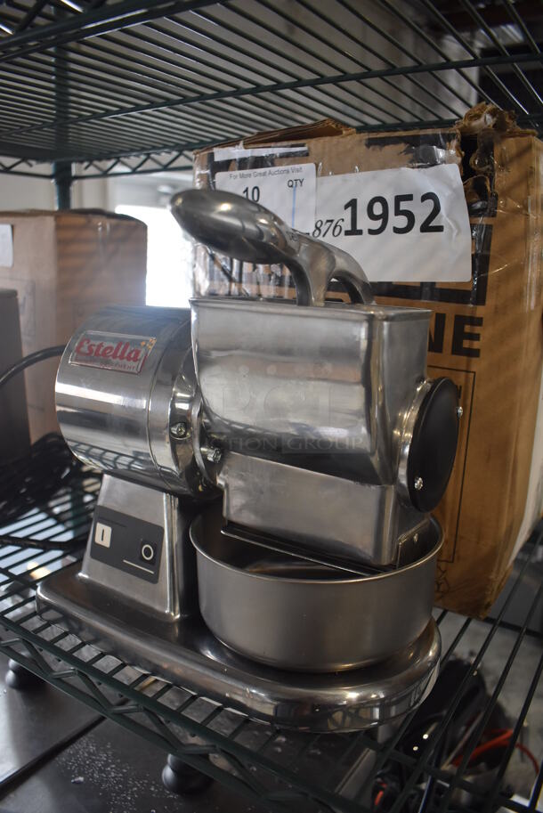 LIKE NEW! Estella 348CG12 Stainless Steel Commercial Countertop Electric Powered Hard Cheese Grater. Used a Few Times at Trade Show as a Demonstration. 120 Volts, 1 Phase. 12x7x12. Tested and Working! - Image 4 of 9