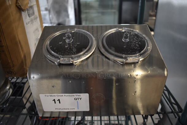 LIKE NEW! Steril-Sil LTC-2SW Stainless Steel Countertop 2-Compartment Condiment Dispenser Rail. 11x7.5x7.5 - Image 1 of 5