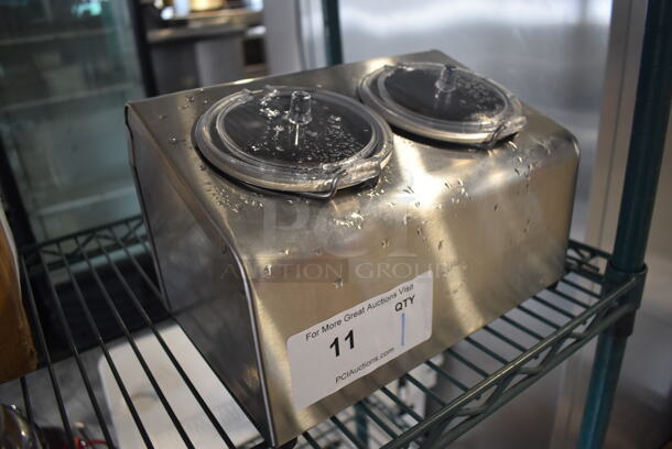 LIKE NEW! Steril-Sil LTC-2SW Stainless Steel Countertop 2-Compartment Condiment Dispenser Rail. 11x7.5x7.5 - Image 2 of 5