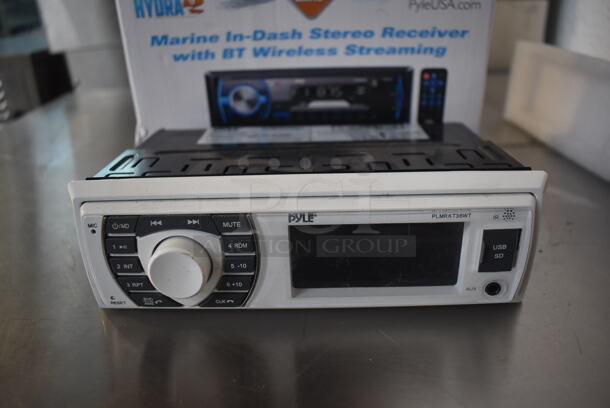 BRAND NEW IN BOX! Pyle PLMRKT36WT Marine In Dash Stereo Receiver with BT Wireless Streaming. 7.5x5x2.5