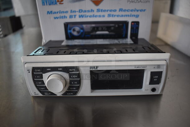 BRAND NEW IN BOX! Pyle PLMRKT36WT Marine In Dash Stereo Receiver with BT Wireless Streaming. 7.5x5x2.5 - Image 1 of 6
