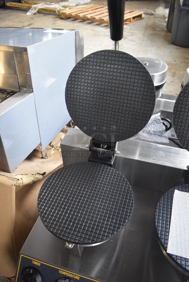 BRAND NEW IN BOX! Carnival King 382WCM2 Stainless Steel Commercial Countertop 8" Non-Stick Double Waffle Cone Maker. 120 Volts, 1 Phase. 20x16x11. Tested and Working! - Image 6 of 8