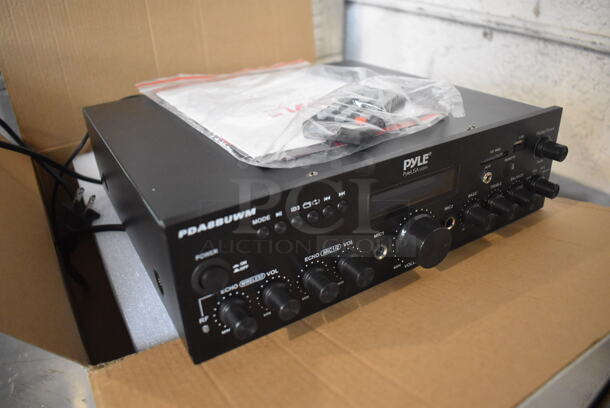 BRAND NEW IN BOX! Pyle PDA8BUWM Compact Home Theater Amplifier Stereo Receiver w/ Microphone. 11x10x3.5 - Image 3 of 9