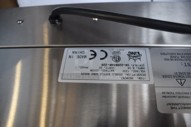 BRAND NEW IN BOX! Carnival King 382WCM2 Stainless Steel Commercial Countertop 8" Non-Stick Double Waffle Cone Maker. 120 Volts, 1 Phase. 20x16x11. Tested and Working! - Image 7 of 8
