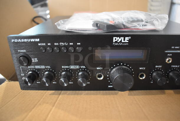 BRAND NEW IN BOX! Pyle PDA8BUWM Compact Home Theater Amplifier Stereo Receiver w/ Microphone. 11x10x3.5 - Image 4 of 9