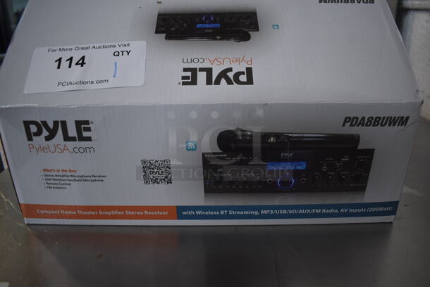 BRAND NEW IN BOX! Pyle PDA8BUWM Compact Home Theater Amplifier Stereo Receiver w/ Microphone. 11x10x3.5 - Image 8 of 9