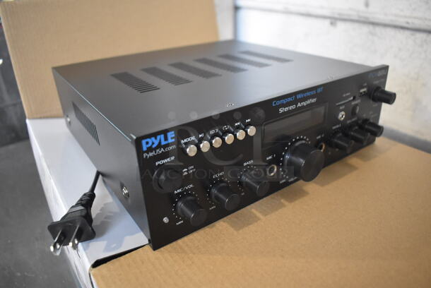 2 BRAND NEW IN BOX! Pyle PDA6BU Compact Wireless BT Stereo Amplifier. 10x10x3.5. 2 Times Your Bid! - Image 2 of 9