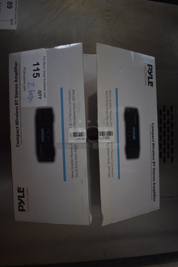 2 BRAND NEW IN BOX! Pyle PDA6BU Compact Wireless BT Stereo Amplifier. 10x10x3.5. 2 Times Your Bid! - Image 7 of 9