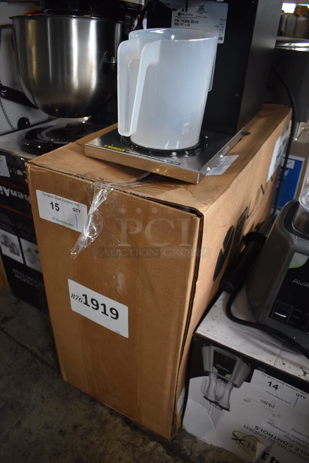 BRAND NEW IN BOX! 2022 Bunn VP17-2 Stainless Steel Commercial Countertop Low Profile Pourover 2 Burner Coffee Brewer w/ Poly Brew Basket and Poly Pitcher. 120 Volts, 1 Phase. 8x18x20. Tested and Working! - Image 6 of 6