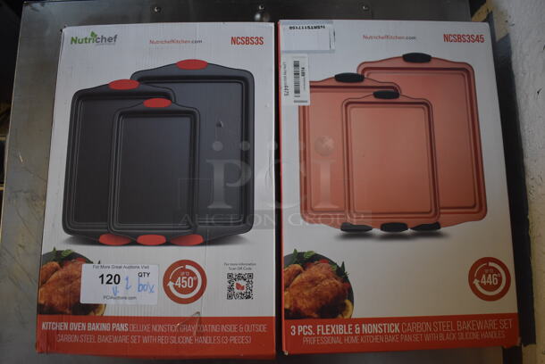 2 BRAND NEW Boxes of Nutrichef Baking Pan Sets; NCSBS3S45 and NCSBS3S. 2 Times Your Bid!