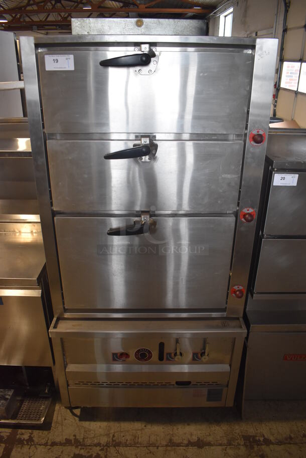 Stainless Steel Commercial Natural Gas Powered 3 Deck Bakery Oven. 36x36x73 - Image 1 of 8