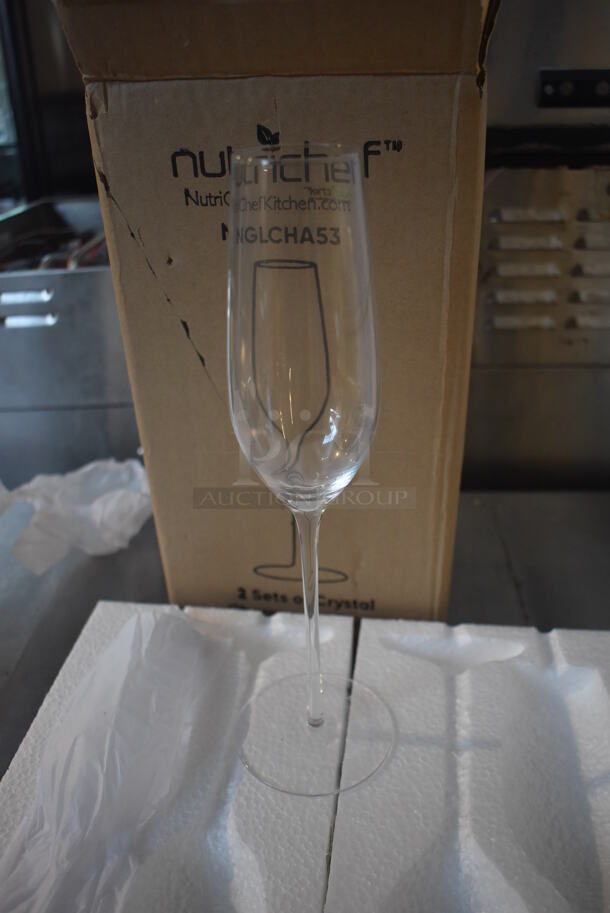 4 Boxes of 2 BRAND NEW! Nutrichef NGLCHA53 Champagne Flutes. 3x3x10.5. 4 Times Your Bid!