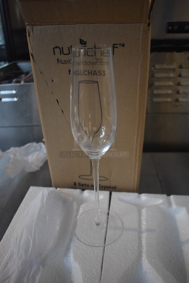 4 Boxes of 2 BRAND NEW! Nutrichef NGLCHA53 Champagne Flutes. 3x3x10.5. 4 Times Your Bid! - Image 1 of 5