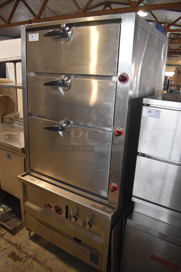 Stainless Steel Commercial Natural Gas Powered 3 Deck Bakery Oven. 36x36x73 - Image 2 of 8