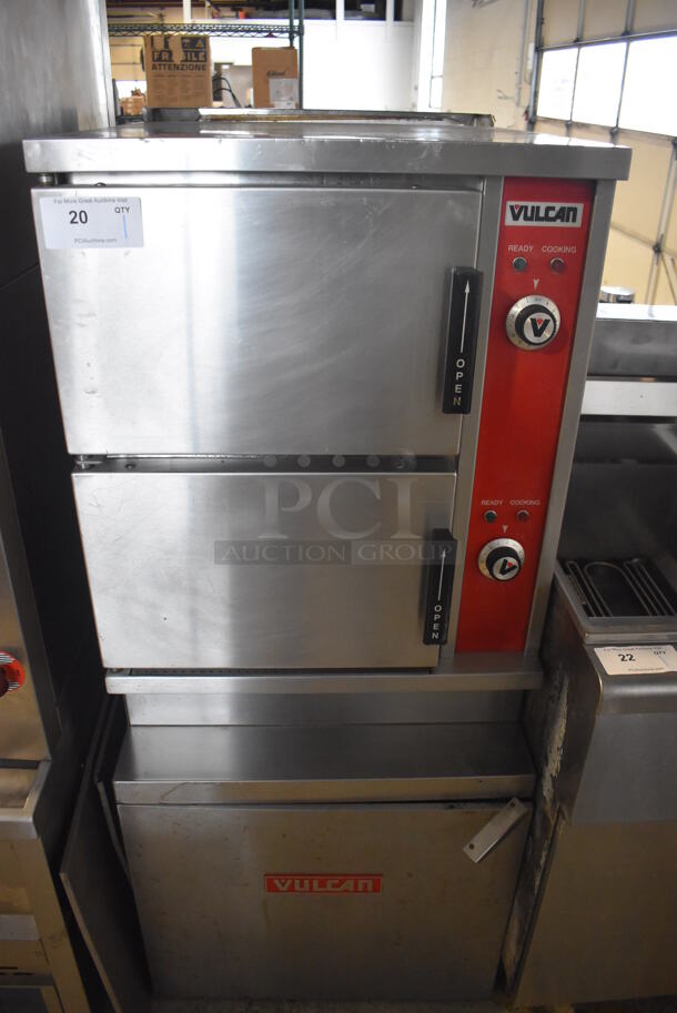 Vulcan Hart VSX24G Stainless Steel Commercial Natural Gas Powered 2 Deck Steam Cabinet. 200,000 BTU. 24x32x55