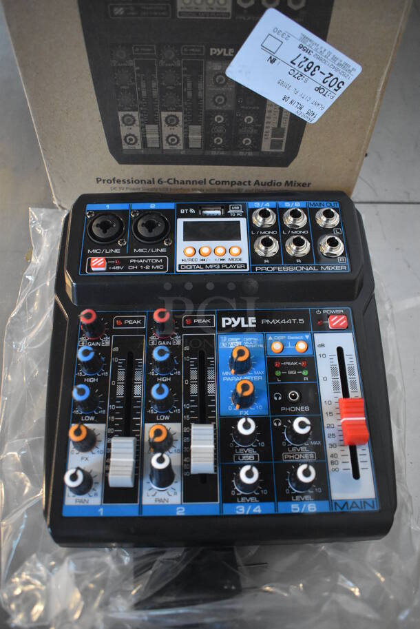 BRAND NEW IN BOX! Pyle PMX44T.5 Professional 6 Channel Compact Audio Mixer. 7.5x8x2.5