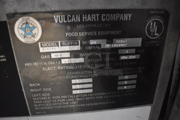 Vulcan Hart VSX24G Stainless Steel Commercial Natural Gas Powered 2 Deck Steam Cabinet. 200,000 BTU. 24x32x55 - Image 7 of 8