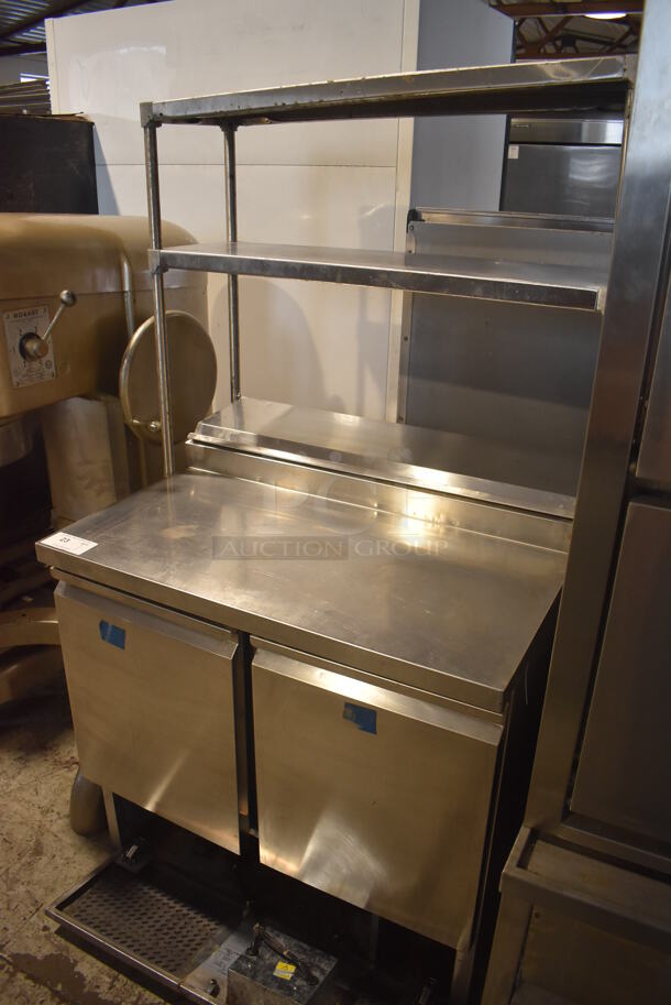 PS200 Stainless Steel Commercial Prep Table w/ 2 Over Shelves. 110 Volts, 1 Phase. 36x29x67. Tested and Does Not Power On - Image 2 of 8