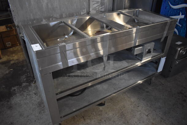 Stainless Steel Commercial Electric Powered Steam Table w/ 2 Under Shelves. 208 Volts, 1 Phase. 60x24.5x35.5 - Image 1 of 6