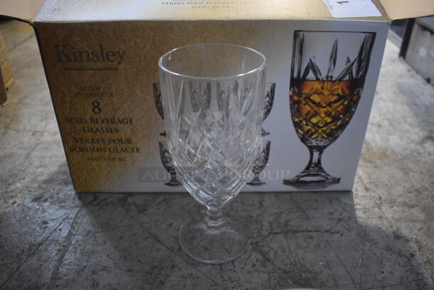 Box of 6 BRAND NEW! Kinsley Iced Beverage Glasses. 3.25x3.25x7.5
