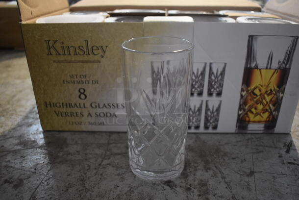 Box of 8 BRAND NEW! Kinsley Highball Glasses. 2.75x2.75x5.75